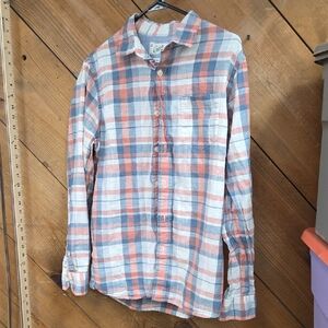 Grayers Men's Plaid Shirt in Blue and Orange Medium